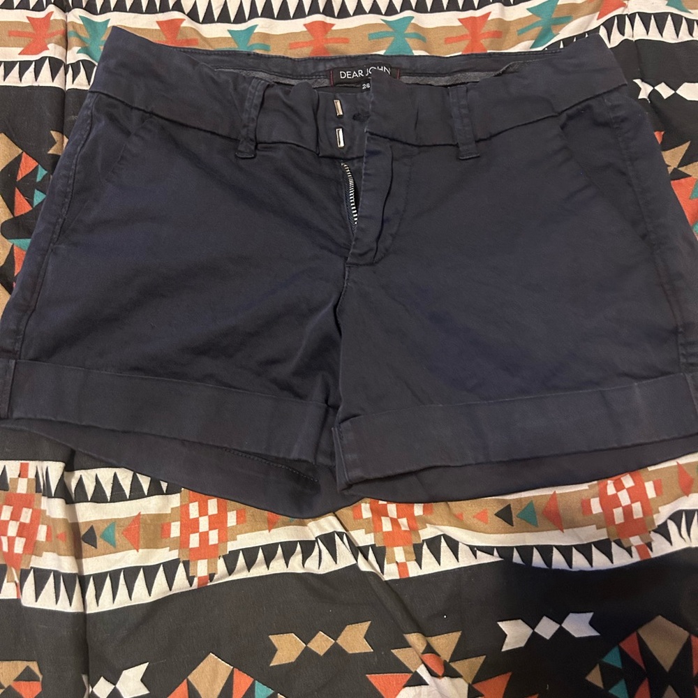 Dear John Blue Bermuda Shorts with Distressed Hem
